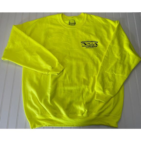 RARE Brockhampton Live at Coachella 2022 Neon Yellow Sweatshirt - Size Unisex XL - Picture 1 of 8